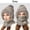 Gray, variant on Mwjwdo Women’s Diamond Cable Plush Ear-Wrap Hooded Scarf Single Top Pom Accent for Holiday Market Visits Pink