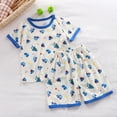 thumbnail image 3 of CPNG Girls Home Clothes Outfits Summer Thin Pajamas Cute Print Short Sleeve T-Shirt and Shorts Set Kids 2Pcs Set(White,7-8 Years), 3 of 3