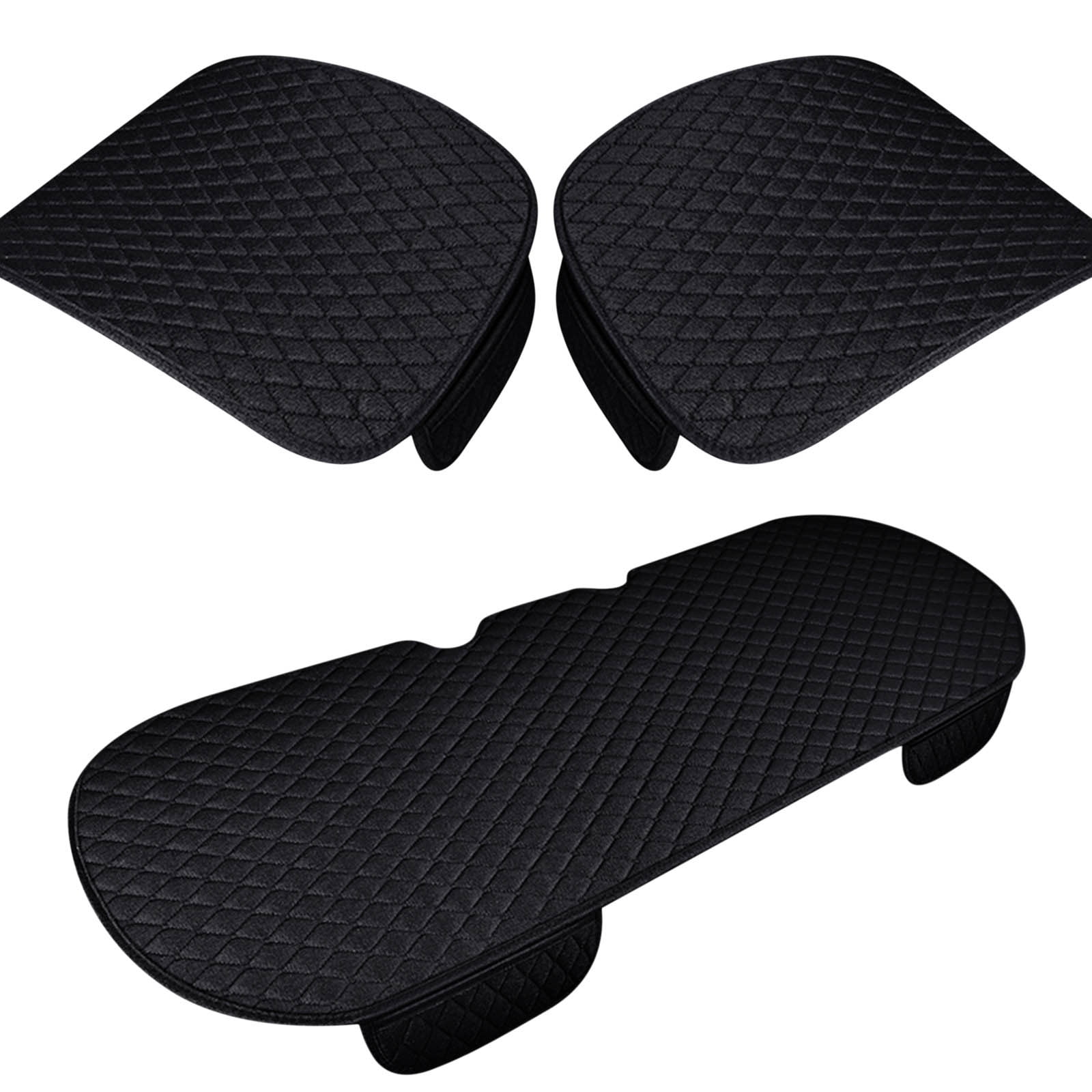 Yatlte Linen Car Seat Covers Cushion with Storage Pocket, Luxury Include Front Car Seat Protector and RearCar Seat Cushion, Compatible with 95% Vehicles, Fit for Cars Truck SUV