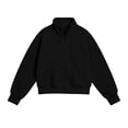 thumbnail image 3 of Girls Zip Up Sweatshirt with Pockets Long Sleeve Casual Loose Fit Turtleneck Kids Track Jacket Black 6, 3 of 6