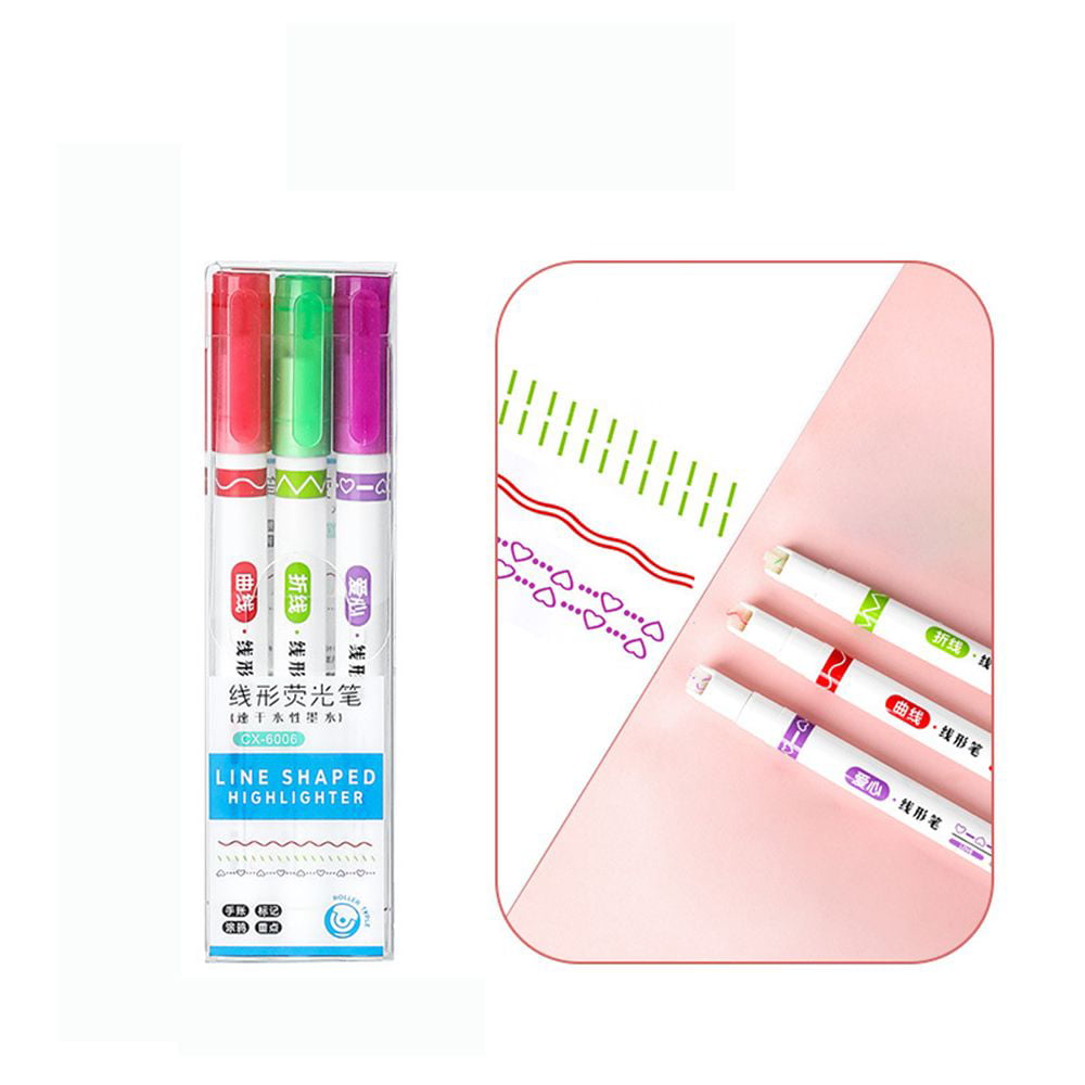 Udiyo 12pcs Colored Pens Curve Line Planner Markers Journaling Pen with Roller Design Multiple Pattern Fine Tip Colored Markers for Scrapbooks Note