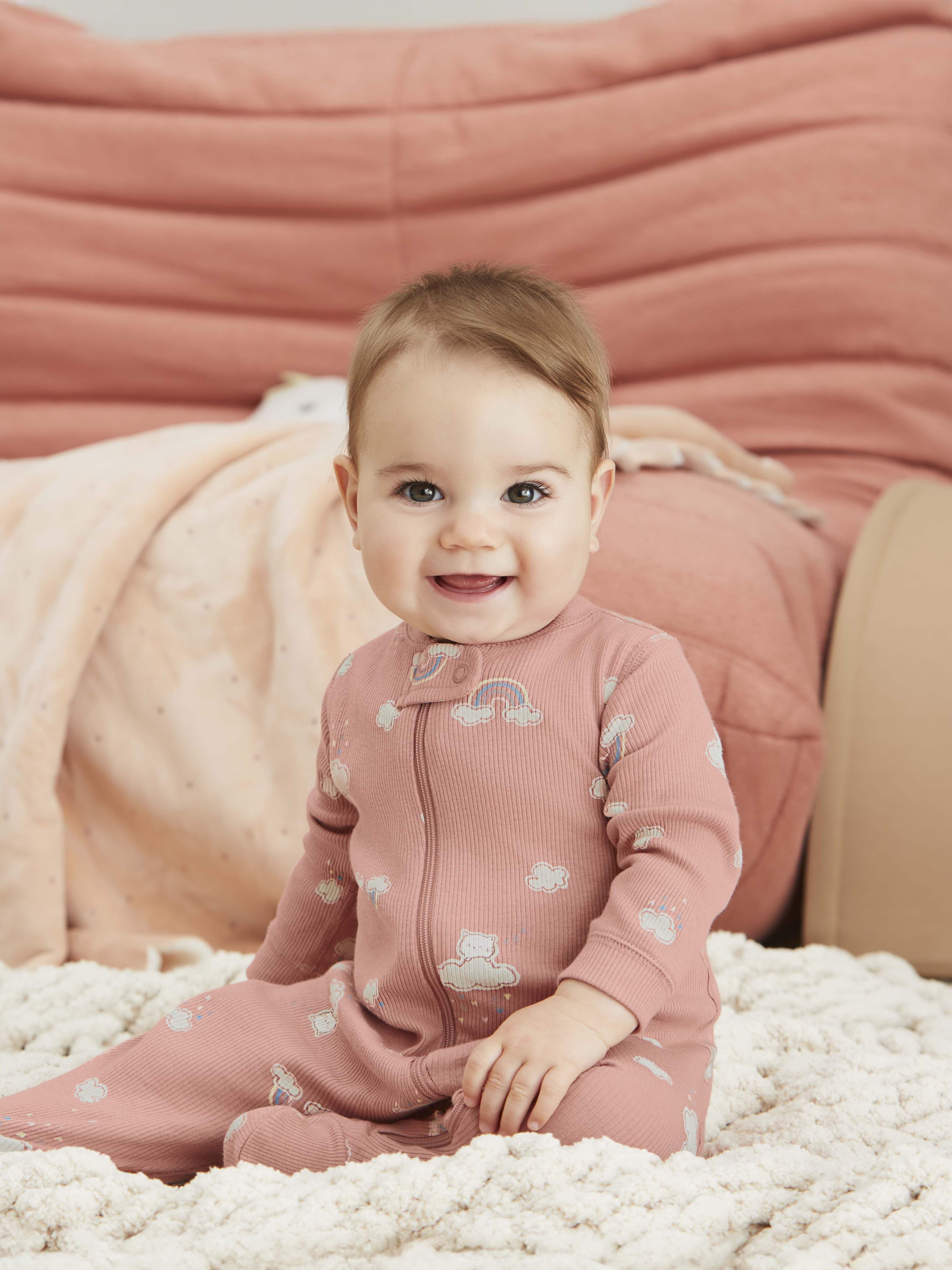 Bliss by Garanimals Baby Boys or Girls Cotton Layette One Piece Footed Sleeper Pajamas, Sizes Newborn-9 Months