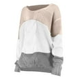 thumbnail image 6 of IROINNID Reduced Womens Sweater V-Neck Pullover Sweater Color Block Loose Mid-Length Long Sleeve Splicing Blouse Tops Sweater, 6 of 6