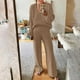 thumbnail image 1 of ICHUANYI Clearance Fashion Fall Casual Comfy Women's V-neck Long Sleeved Elastic Waist Pants Set(Coffee, M) ICHUANYI WER2023081503340, 1 of 9