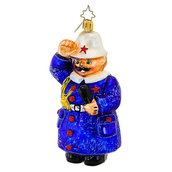 Christopher Radko Company 5.00In Keystone Salute, Glass, Ornament British Police Officer 1012287