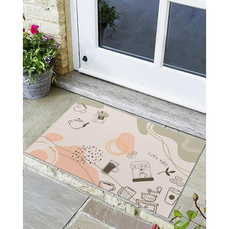 

Front Door Mat Non-Slip Absorbent Door Entry Mats Doormats Indoor/Outdoor Entrance Coffee Simple Doormat - Easy to Clean Floor Mats for Home 24x16 Inch