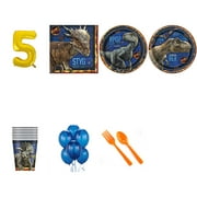 Jurassic World Fallen Kingdom Party Supplies Party Pack For 16 With Gold #5 Balloon