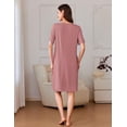 thumbnail image 4 of EKOUAER Women Zipper Robe Short Sleeves House Coat Zipper Front Bathrobe Sleepwear with Pockets Housecoat Nightgown, 4 of 5