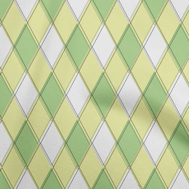 oneOone Rayon Medium Yellow Fabric Argyle Craft Projects Decor Fabric Printed By The Yard 56 Inch Wide