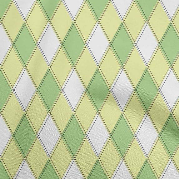 oneOone Cotton Poplin Medium Yellow Fabric Argyle Diy Clothing Quilting Fabric Print Fabric By Yard 56 Inch Wide