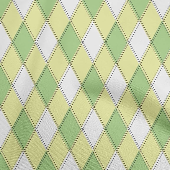 oneOone Cotton Flex Medium Yellow Fabric Argyle Sewing Fabric By The Yard Printed Diy Clothing Sewing Supplies 40 Inch Wide