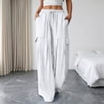 thumbnail image 6 of Edvintorg Lounge Pants Women with Pockets Flowy Lightweight Elastic Waisted Loose Cascual Wide Leg Trouser with Pockets Womens Clothes White S, 6 of 8