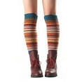 thumbnail image 2 of dianhelloya Women Striped Knitted Leg Warmers Winter Footless Knee High Fashion Boot Socks Blue, 2 of 7