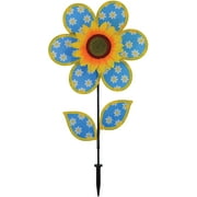In the Breeze 2658 - 12 Inch Daisy Sunflower Wind Spinner with Leaves - Colorful Flower for your Yard and Garden