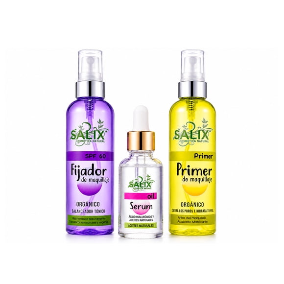 Salix Kit Rostro Skincare con Acido Hialuronico Fijador SPF 60 y Primer