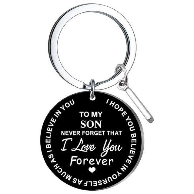 Llaveros para mujer, llavero de billetera, llavero de auto, llavero DIY para mi hijo, llavero de acero inoxidable negro con apellido de 26 letras, 2,5 cm, decoraciones de moda