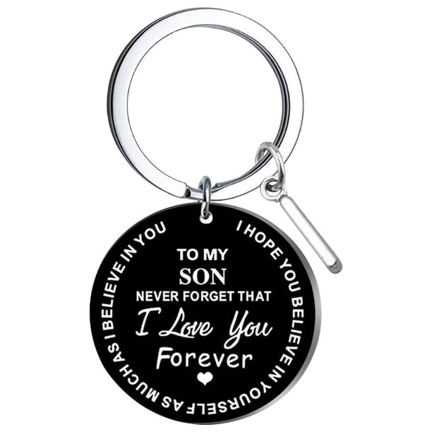 Llaveros para mujer, llavero de billetera, llavero de auto, llavero DIY para mi hijo, llavero de acero inoxidable negro con apellido de 26 letras, 2,5 cm, decoraciones de moda