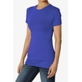 thumbnail image 3 of Women's & Juniors Basic Round Crew Neck Short Sleeve Stretch Cotton Spandex T-Shirts, 3 of 4