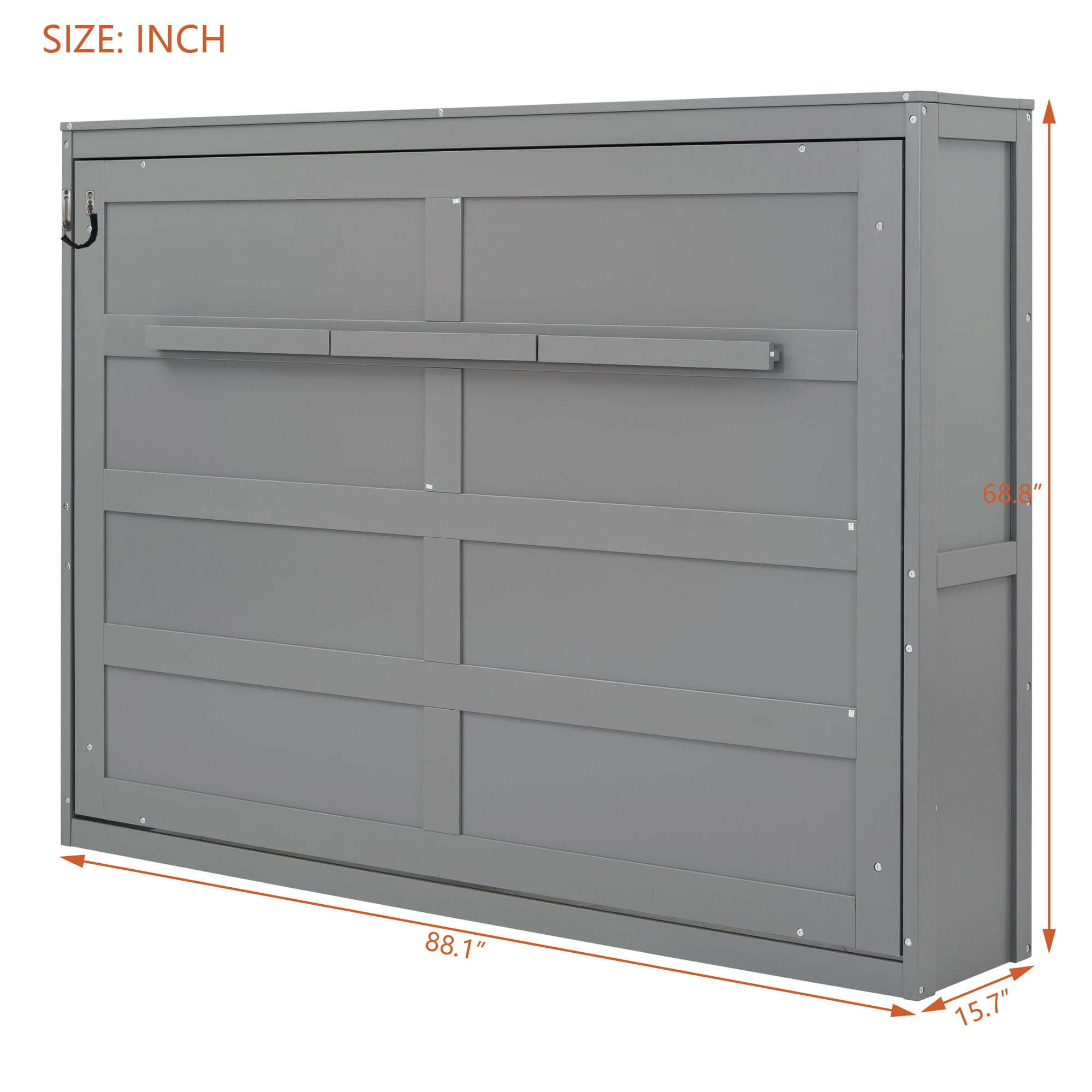Mintazer Queen Size Murphy Bed, Folding Wall Cabinet Bed for Guest Room Home Office Studio Apartment, Grey