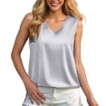 thumbnail image 2 of Xijirk Women V Neck Sleeveless Tank Top Smooth Loose Fit Camisole for Daily Casual Wear,Grey,M, 2 of 5