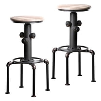 Furniture of America Zina Industrial Metal Bar Stool in Antique Black (Set of 2)