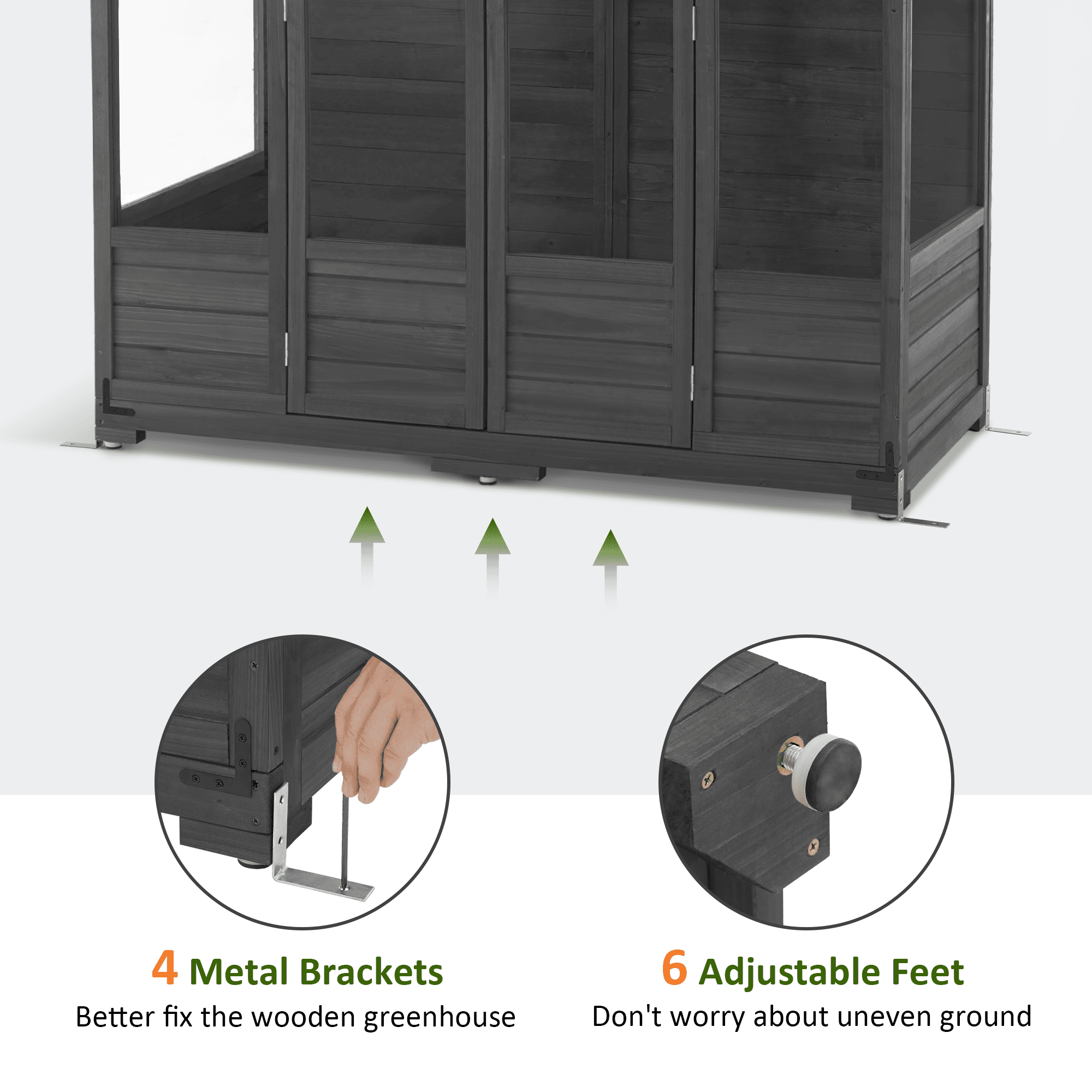 MCombo Wood Walk-in Outdoor Large Greenhouse 0899(Dark Grey)