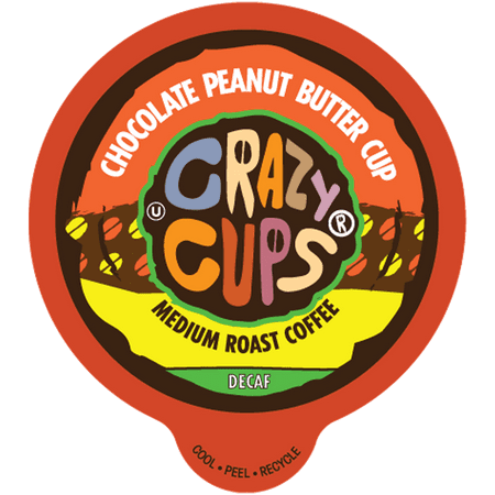 Crazy Cups Decaf Chocolate Peanut Butter Cup Coffee Pods, Medium Roast, 80 count for Keurig K-Cup Machines