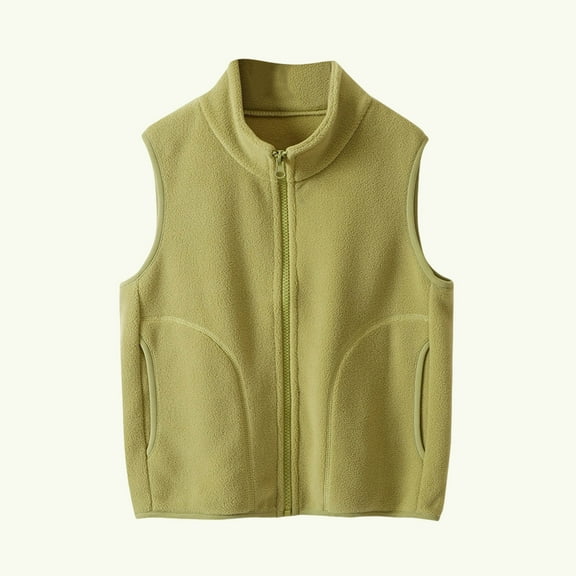 Fleece Vests for Boys Girls Casual Loose Zip up Coats Fall Winter Cute Sleeveless Jackets with Pocket New Light Fall Jacket Girls Casual Green 3 Years