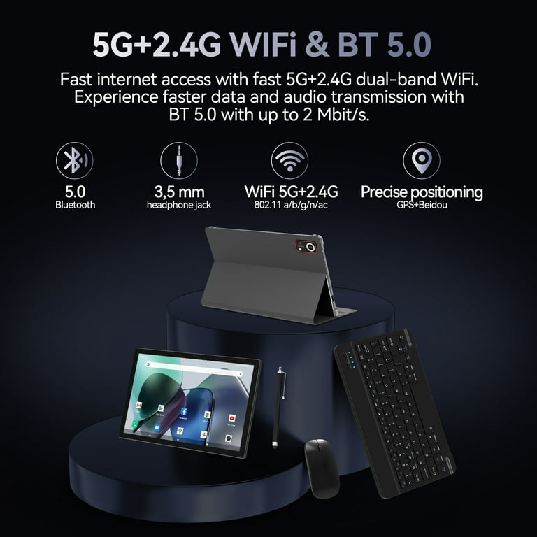Qukenk Android 14 Tablet, 8GB RAM, 128GB ROM, 2.4G/5G WiFi, 1280
