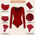 thumbnail image 4 of COMFREE Jumpsuit for Women Sexy U-shaped Collar Basic Solid Bodysuit Long Sleeve Jumpsuits Soft Fashion Tops, 4 of 6