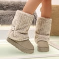 thumbnail image 2 of Fur Boots,Womens Winter Boots,Women's Faux Fur Mid Calf Snow Boots - Round Toe Suede Warm Fur Lined Platform Flat Comfort Outdoor Winter Fashion Boots(Beige 41), 2 of 9