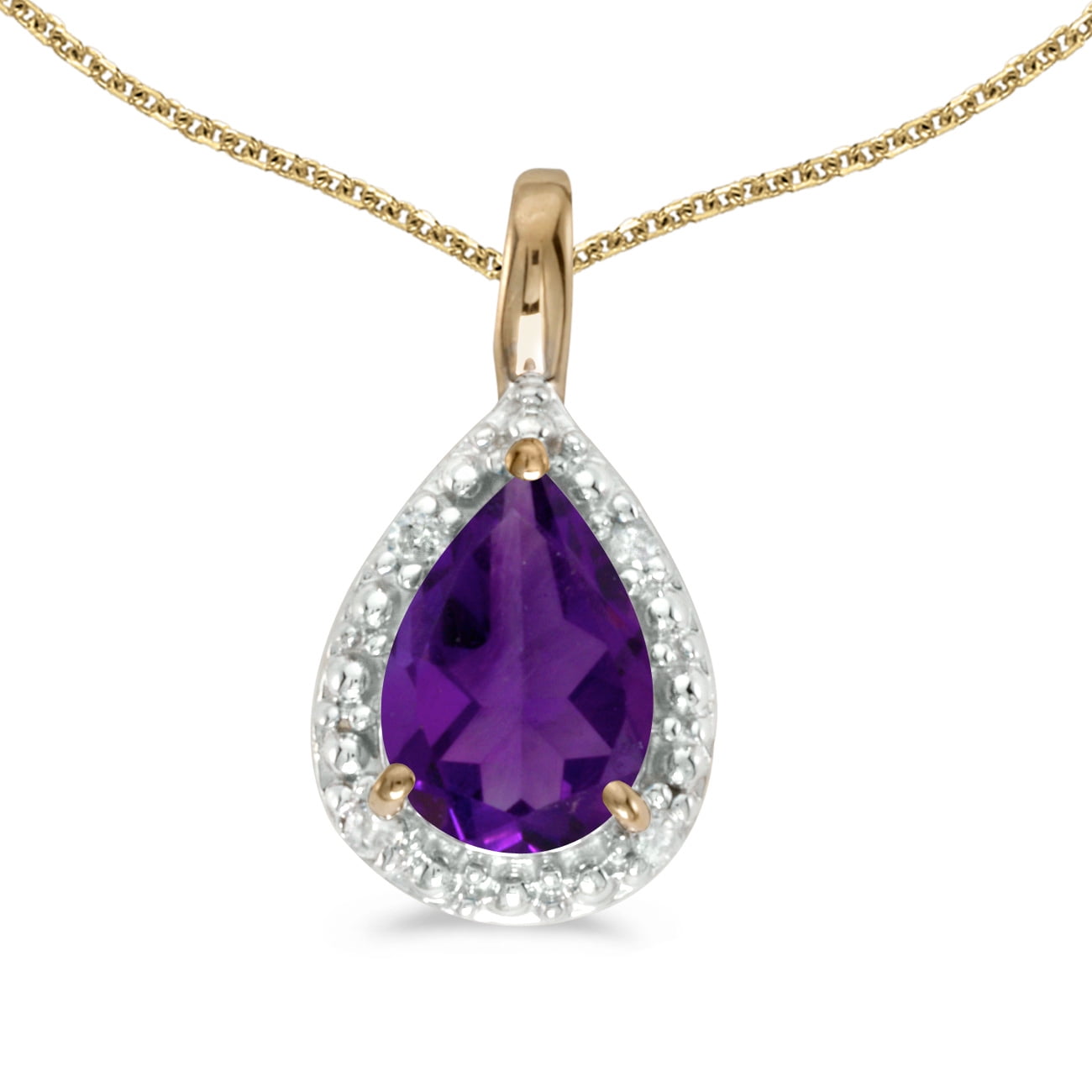 DirectJewelry 14k Yellow Gold Pear Amethyst Pendant with 18" Chain