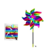 Leodye 6PCS Reflective Sparkle Windmills with Stakes - Garden Decor Bird Deterrent, for Yard/Patio/Farm -9.41x8.54 in