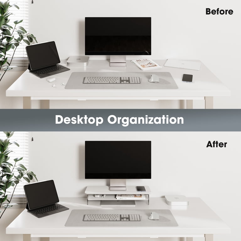 VidaXL White Monitor Stand - Modern Minimalist Design, Adjustable