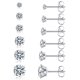 thumbnail image 1 of Aretes Wssxc 6 pares de aretes tipo botón de acero inoxidable con circonia cúbica, 3-8 mm, 1 of 9