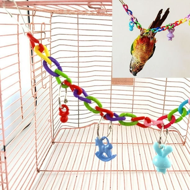 Jouet Coloré Oiseau Perroquet Cage Balançoire Jouet d'Escalade pour Perruquier Cockatiel Budgie Lovebird 35cm
