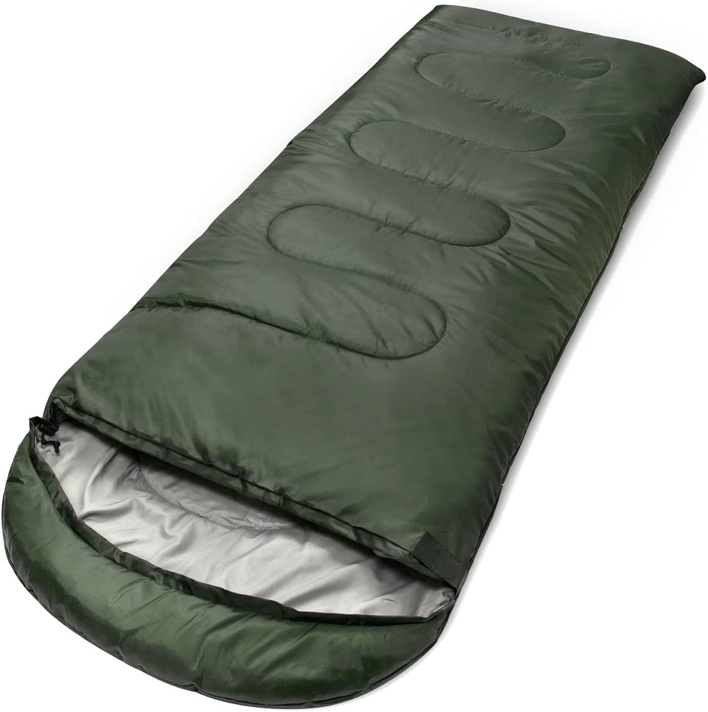 10 Pack of Bulk Wholesale Cold Weather Hooded Sleeping Bags for Adults, Kids, Homeless, Camping, Indoors & Outdoors - 10 Count Hooded Sleeping Bags in Forest Green -  71"L x 30"W