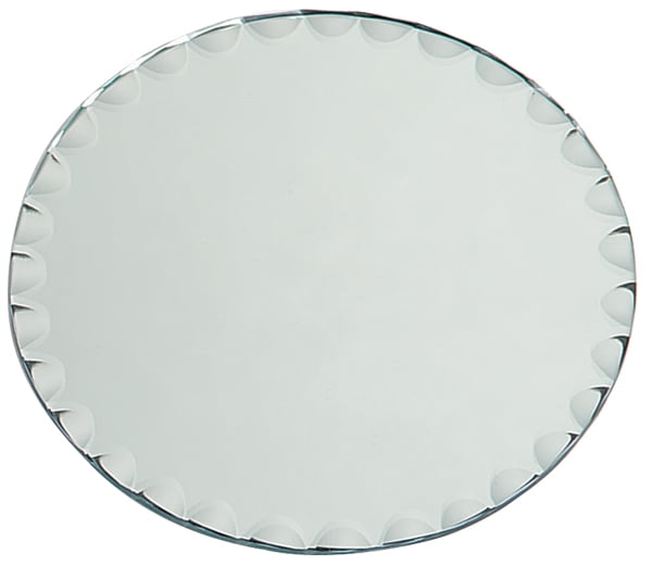 Darice Round Glass Mirror with Scallop Edge, 8"