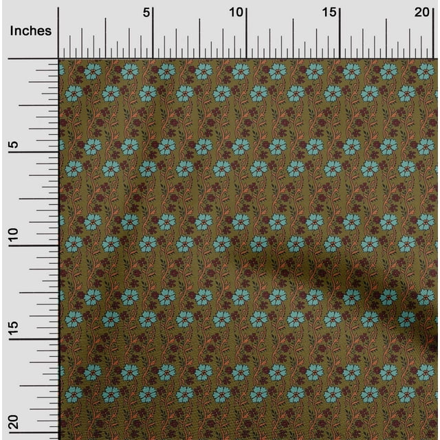 oneOone Georgette Viscose Fabric Leaves & Floral Block Print Fabric BTY 42 Inch Wide