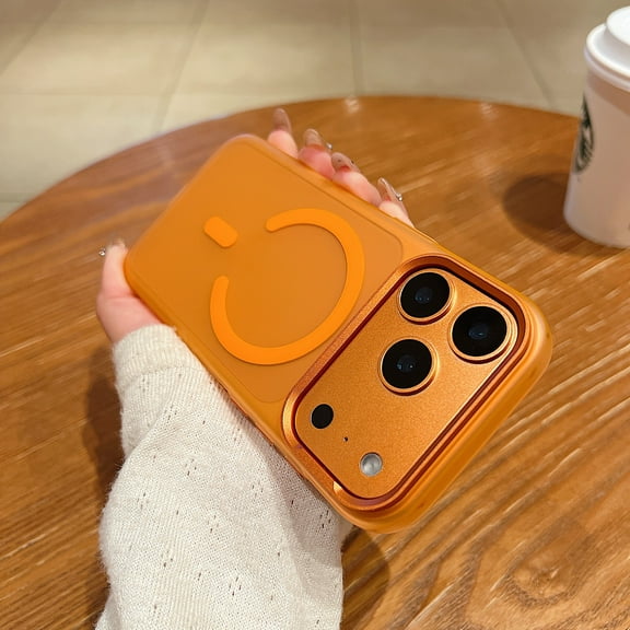 Decase Matte Magnetic Case for iPhone 17 Pro, Translucent Shockproof PC TPU Slim Cover,Anti-Scratch Frosted Protective Phone Case,Orange