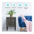 thumbnail image 3 of Gray Nightstand with 2 Drawers, Bedside Table with Rubber Wood Legs, 16x16x22in, Living Room End Table, Space Saving Storage Cabinet, 3 of 9