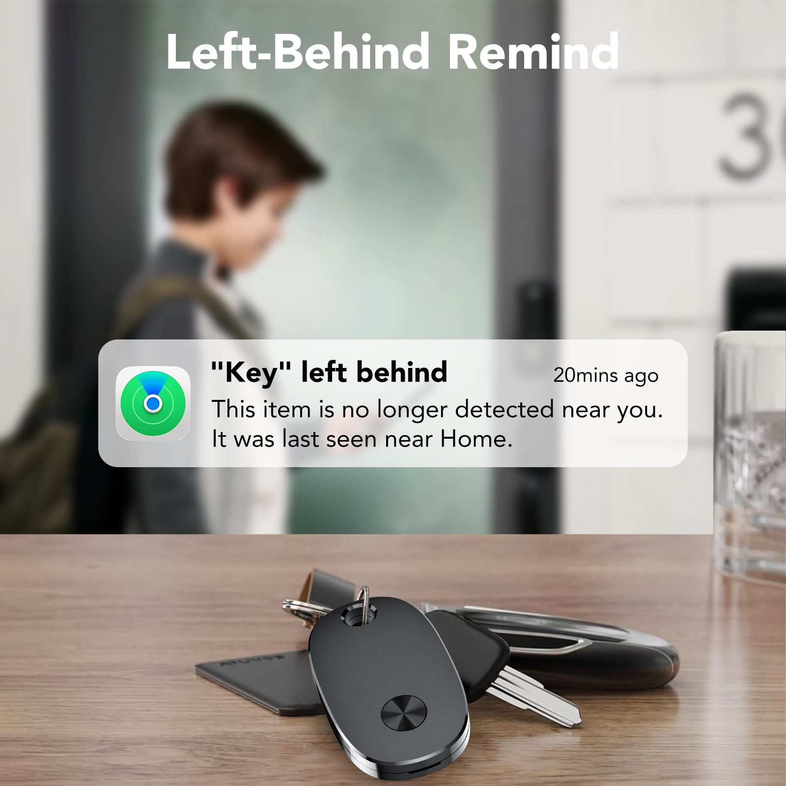 Bluetooth Tracker Tag 4 Packs, Item Locator Works with Find My APP(iOS Only), Smart Tag for Keys/Luggage/Wallets/Suitcases, Keys Finder Replaceable Battery, IP67 Waterproof Black, FCC Approved
