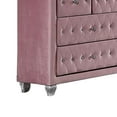 thumbnail image 3 of Benjara Zoha 59 Inch Wide Dresser Chest, 7 Drawer, Solid Wood, Pink Upholstery, 3 of 5