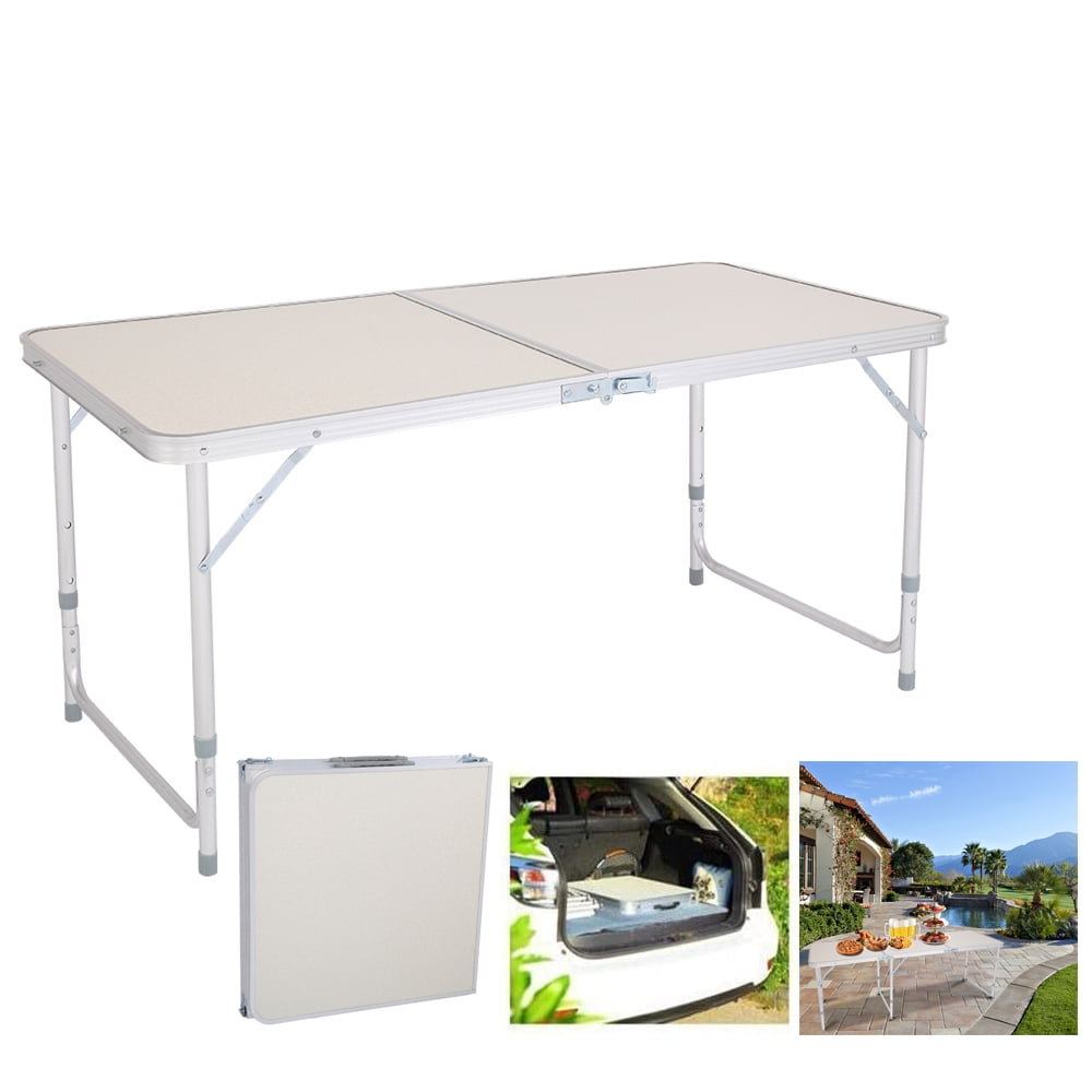 4' Folding Table Height Adjustable Portable Outdoor Picnic Party Camping Dining 