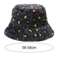 thumbnail image 7 of Cheers.US Winter Faux Fur Bucket Hat Fluffy Warm Hat for Women Men Leopard Print Foldable Thickened Plush Windproof Fisherman Cap for Outdoor, 7 of 7