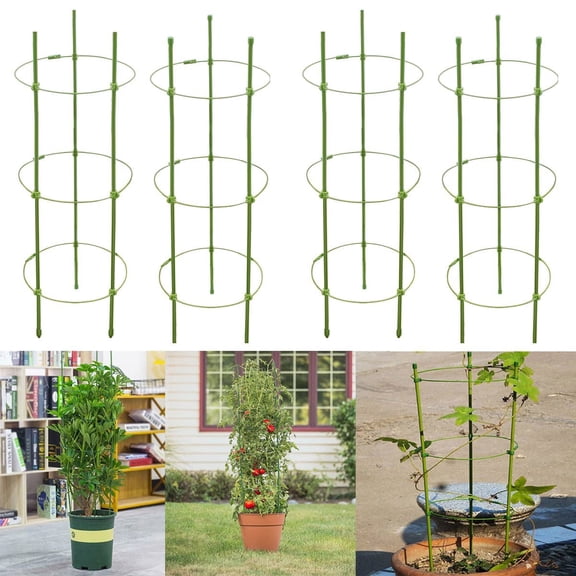 4 Pack Tomato Cages for Garden,Garden Stakes for Plants, Plant Cages with 3 Adjustable Rings,Plant Stake for Supporter Climbing Plants
