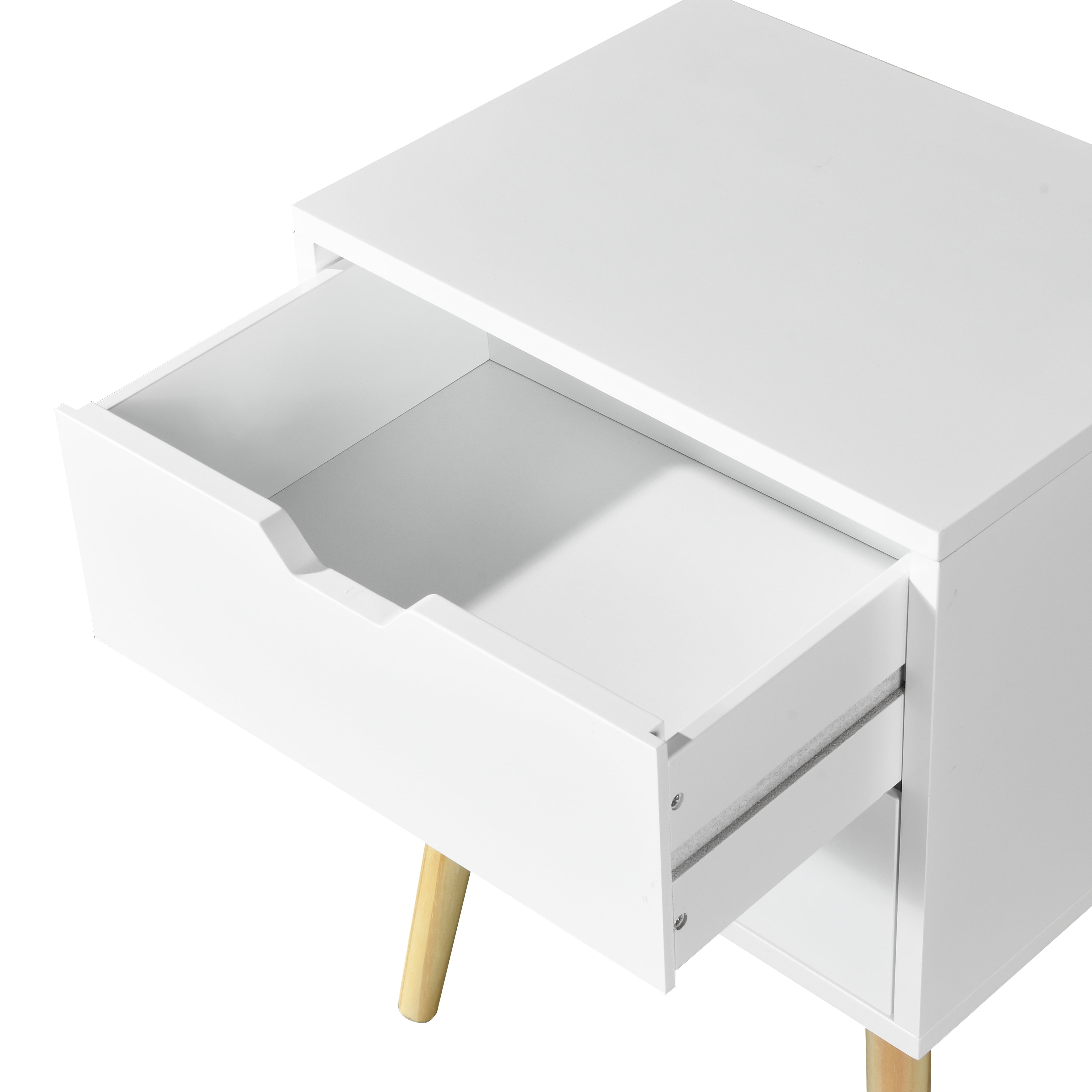 Resenkos Side Table with 2 Drawer and Rubber Wood Legs,Modern Storage Cabinet for Bedroom Living Room,White Resenkos Side Table with 2 Drawer and Rubber Wood Legs,Modern Storage Cabinet for Bedroom Living Room,White