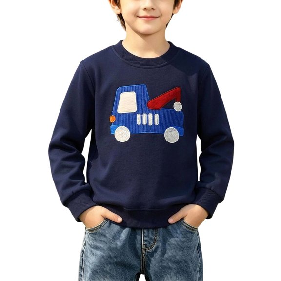 OGLCCG Boys Cotton Sweatshirts Long Sleeve Crewneck Cartoon Print Pullover Tops Kids Cute Comfy Outfits For Casual Wear Size 1-7