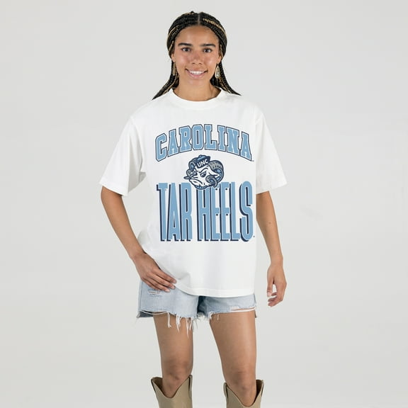 Women's Gameday Couture Cream North Carolina Tar Heels Oversized Fierce Focus T-Shirt