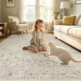 thumbnail image 2 of UERMEI 10'x12' Area Rugs for Living Room, Indoor Washable Rug, Floral Area Rugs for Bedroom Home Office Decor Dining Room Carpets, Non Slip Low Pile, Pink/Beige/Blue(Distressed), 2 of 7